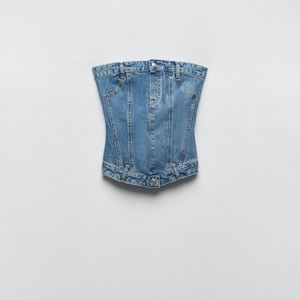 ZARA CORSET STYLE DENIM TOP TRF